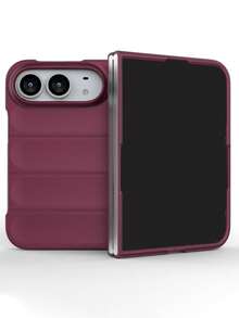 Luxury Solid Color Case Compatible With IPhone 18 Fold Ultra Minimalist Stylish Shockproof Protective Cover Shell With Top Front Panel Bottom Back Case - Plum - View 4