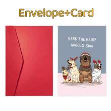 1pc Christmas Dog Themed Greeting Card, Size 4.72" X 7.09", Featuring Humorous Design "Barking Fluffy Angels Singing", Comes With Envelope DXJT - Sets - View 5