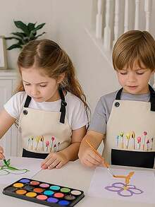 Children's Adjustable Waterproof Apron With Pockets, Unisex, Suitable For Painting, Cooking, Baking, Gardening, Craft Activities - Multicolor - View 6