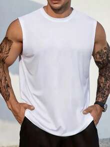 Men's Slogan & Heart Print Casual Sleeveless Tank Top - White - View 7