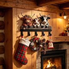 3pcs Highland Cow Metal Kitchen Hooks, Farm Animal Decorative Hanging Hooks, Suitable For Kitchen Entryway, Spoon, Towel, Pot Rack, Keys, Bag Hooks, Country Style, Decorative Hanging Rack - Multicolor - View 5