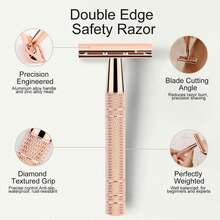 Reusable Women's Razor, Rose Gold Double Edge Safety Razor, Blades Not Included - Safety Razor - View 3