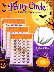 8 Rows Glue-Free Pumpkin Style Halloween Pumpkin Decor V-Shaped Self-Adhesive False Eyelashes, No Glue Needed Cos Party Theme Segmented Cluster Lashes, Lash Length 9-14mm - C - View 9