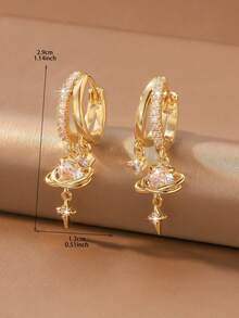 2pcs/Set Sweet & Cool Style Women's Earrings, Suitable For Daily Wear, Commute, Dating, Party And Gift - Planet - View 9