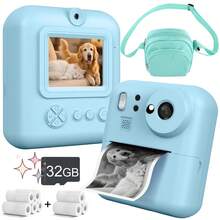 Children's Instant Print Camera 48MP 1080P 2.4-Inch Screen 3/5/10s Timer 8x Zoom 1300mAh Large Capacity Battery Built-In Flash Portable Easy To Use Compact Convenient Includes Data Cable 4 Games Music Player Perfect Birthday/Christmas Gift - Multicolor - View 16