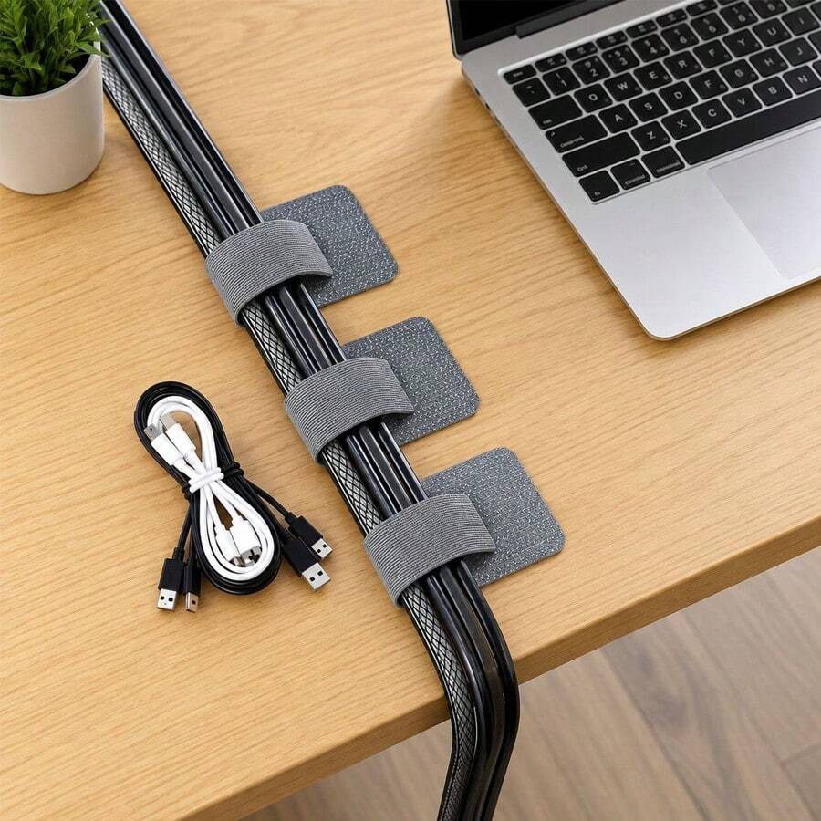 50/100pcs Self-Adhesive Cable Clips, Data Cable Management Tool, Computer Cable Ties - Multiple Styles - View 1