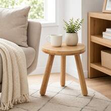 Indoor Wooden Plant Stand, 11.8 Inches (Approx. 30 Cm) High Plant Table, Mid-Century Wooden Plant Stool, 28 Cm (11.02 Inch) Diameter Tabletop Suitable For Large Flower Pots, Modern Home Decor Small Round Side Table, Small End Table, Coffee Table, Suitable For Living Room, Balcony, Office - Round - View 6