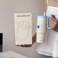 Ins Style Luxury High-End 316 Stainless Steel Portable Coffee Cup, Large Capacity Aesthetic Niche Insulated Water Bottle - Blue - View 14