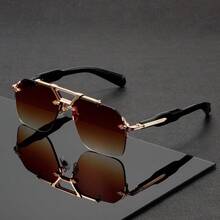 FIYLROG Fashionable Premium Double Bridge Sunglasses, Sunglasses, And Versatile, Men's Sunglasses, Suitable For Travel, Commuting, Beach And Outdoor Activities - Multicolor - View 15
