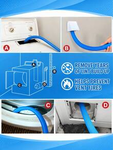 LMMAKE 2PCS Upgraded Dryer Vent Cleaner Kit - Universal Vacuum Hose Attachment & Dryer Lint Brush, Compatible With Most Vacuum Cleaner, Quickly Lint Remover, Blue - One Size Fits All - View 7