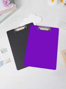 1pc A4 Plastic Clipboard, Waterproof & Wear-Resistant Writing Pad, Strong Metal Clip With Hanging Hole, Portable Office & Student Folder Board, Plain Writing & Document Storage Clip (Random Color) - Multicolor - View 4