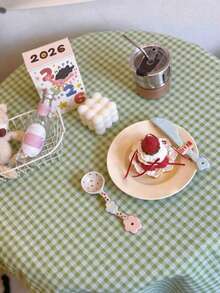 1pc Classic Artistic Atmosphere Small Plaid Tablecloth, Suitable For Party, Gathering And Home Decor - Green - View 6