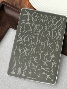 1pc Abstract Twisted Line Nail Stamping Plate 3D Irregular Spider Web Flame Star Pattern Nail Art Template Reusable DIY Manicure Printing Tool For Y2K Punk Gothic Nail Decoration Stainless Steel Nail Stamp Plate - Multicolor - View 5