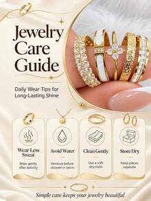 5pcs/Set Women's European & American Style Delicate Starry Stackable Ring Set, Halloween/Christmas/Anniversary Gift - Gold 2 - View 11