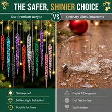 1 Set 12pcs 13cm Shatterproof Acrylic Icicle Christmas Hanging Ornaments, Diamond Refraction Lightweight Tree Decor, Durable Holiday Home Decoration, Multicolor - Multicolor - View 4
