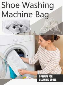 2/1pc Washing Machine Shoe Bag,Suitable For All Shoe Types - White With Zipper,Soft Fleece Lining,Effectively Protects Clothes,Perfect For Sneakers And Casual Shoes,Laundry Bag,Holiday Essential,Travel Essential,Household Items,Shoe Storage,Christmas - Multicolor - View 3