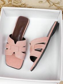 Women's Flat Sandals Spring Summer New Versatile Soft Sole Beach Slide Slippers Fashion Roman Sandals - Pink - View 2