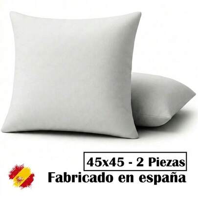 Enchimento de almofada em fibra oca de poliéster macia | Almofadas decorativas para cama, sala de estar e quarto (45x45 | 2 unidades)