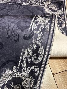 Digitally Printed Non-Slip Washable Runner And Area Rug, Modern Design | Modern, Scandinavian, Bohemian And Classic Styles | 100% Polyester - Dark Grey - View 2