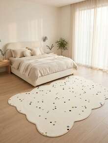1PC Rice Base Colorful Polka Dot & Scattered Pattern Modern Minimalist Playful Area Rug, Fresh Cute Style Faux Cashmere Asymmetrical Wavy Edge Rectangular Full Coverage Green Brown Blue Red Color Dots & Wave Border Details Machine Washable Carpet, Suitable For Living Room Bedroom Balcony, All Season Home Decor - Multicolor - View 6