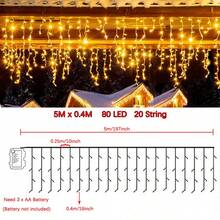 Battery Box Curtain Icicle Lights Christmas Lights Outdoor Eaves Decor String Lights For Halloween Wedding Party Holiday Decorations Autumn Home Decor - Battery-operated Icicle Lights - View 16