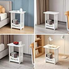 Modern Minimalist Multifunctional Mini Square Bedside Table, Space-Saving Design, Practical Storage Rack, Works Great As Nightstand Or Small Side Table For Bedroom And Living Room - White - View 9