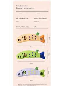 1pc Catnip Linen Fish Cat Toy, Self-Play Boredom Relief Chew Toy With Bell Sound, 3 Colors Available, Suitable For Indoor Play For Kittens - A - View 2