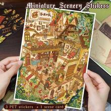New, Upgraded Craftsmanship, 3D Visual Effect Scene Stickers, Immersive Handmade Collage, Adult Handmade Stickers, Miniature Landscape Stickers, Characters/Animals/Plants/Houses, Unlock Creative Moments, Playable And Collectible 3D Landscape Treasures! - Multicolor - View 3