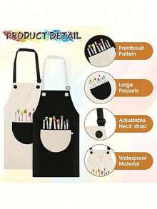 Children's Adjustable Waterproof Apron With Pockets, Unisex, Suitable For Painting, Cooking, Baking, Gardening, Craft Activities - Multicolor - View 3