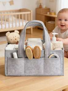 1pc Felt Diaper Bag, Large Capacity Baby Storage Bag, Portable Handbag, Mommy Bag - Multicolor - View 7