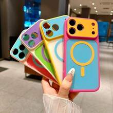 奢華多巴胺色磁吸手機殼，適用於 iPhone 18 Pro Max 17 16 15 14 13 Pro Max，亮面果凍糖果色，支援無線充電，鏡頭保護，18 Pro Max 18 Pro 手機殼，軟邊防震後蓋 - 淺天藍色 - 查看 8