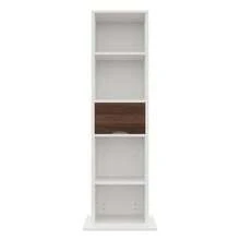45*45*168 Cm Rotating Display Cabinet With Full-Length Mirror, Open Shelves, Drawer With Guide Rail, Freestanding Mirror Cabinet, Storage Cabinet In White - 1PC - View 7