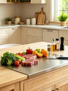 Papan Potong Stainless Steel dengan Pinggiran, Papan Cincang Dapur Logam - MultiWarna - View 12