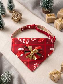 New Pet Collar Christmas Dog Triangle Scarf Cat Bib Bow Bell Decoration - Multicolor - View 8