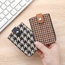 Pull-Out Multi-Slot Card Holder, Ultra-Thin Compact Large Capacity Card Sleeve, Luxury Houndstooth Women's Portable Card Holder, Can Store ID Card And Bank Card - Multicolor - View 7