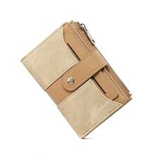 Women's Patchwork Textured PU Wallet, Snap Closure Multi-Card Slot Zipper Coin Purse, Compact Wallet For Daily Use - Multicolor - View 7