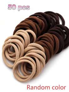20pcs Women's High Elastic Hair Ties, Simple Basic Ponytail Holders For Daily Use, Stretchy Hair Bands For Thick Thin Hair, Bulk Hair Accessories - Coffee - View 11