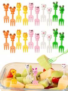 100pcs Animal Fruit Forks, Cake Sticks, Fruit And Vegetable Forks, Dessert Forks, Reusable, Table Decoration, Kitchen Accessories, Perfect For Holiday Parties/Back To School Dinner/Camping Picnic, Christmas, Kitchen Accessories, Wedding, Gift, Tableware Set, Personalized Gift - Multicolor - View 10