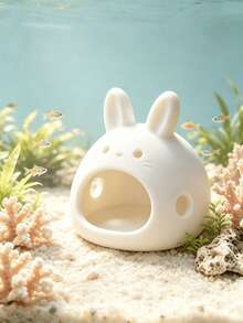1/2pcs 3D Pure White Rabbit Shaped Fish Tank Hideout, Multi-Hole Design Small Fish And Shrimp Shelter, Betta Crystal Shrimp Breeding And Resting Tank, Plastic Hideout, Desktop Mini Aquarium Cartoon Landscape Decor Ornament - Happy Aquarium - View 7