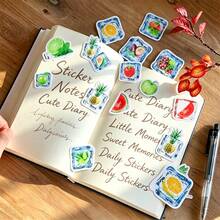 33pcs Cute Fruit Ice Account Stickers Stationery For Phone Scrapbook Laptop Suitcase Guitar DIY Vintage Aesthetic Creative - Grid - View 3
