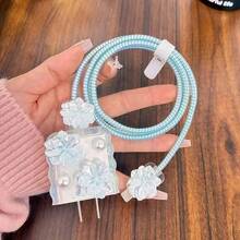 Blue Peony Pearl Charger Protective Case Compatible With 20W Data Cable Protector, 17 Promax/15/14 Protective Covers - 20W Blue Flower Pearl - View 6