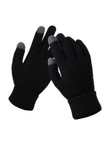Winter Gloves - Unisex Cold Weather Gloves, 1 Pair Elastic Cuff Knit Touchscreen Gloves - A - View 13