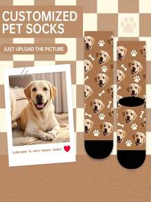 1 Pair Of Custom Socks,Custom Face Socks,Pattern Personalized Photo Socks, Put Any Face On The Socks, Best Gift For Friend Funny Socks,Cute,Pat,Dog - Multicolor - View 2