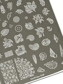 1pc Summer Beach Nail Stamping Plate Tropical Palm Tree Seashell Flamingo Hibiscus Flower Ocean Theme Metal Nail Art Template Reusable Nail Transfer Stencil For DIY Holiday Vacation Manicure Decor - Multicolor - View 3