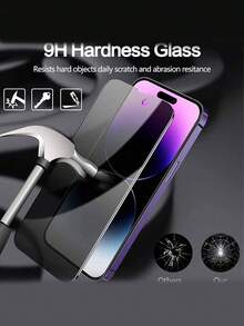 3PCS Anti-Spy Privacy Smartphone Screen Protector Scratch Resistant Tempered Glass Full Coverage Glass Compatible With 16 15 14 13 12 11 Pro Max XR X XS Max Plus Anti-Fingerprint Phone Protective Mobile Screen Protector Film, Shockproof - Black - View 3