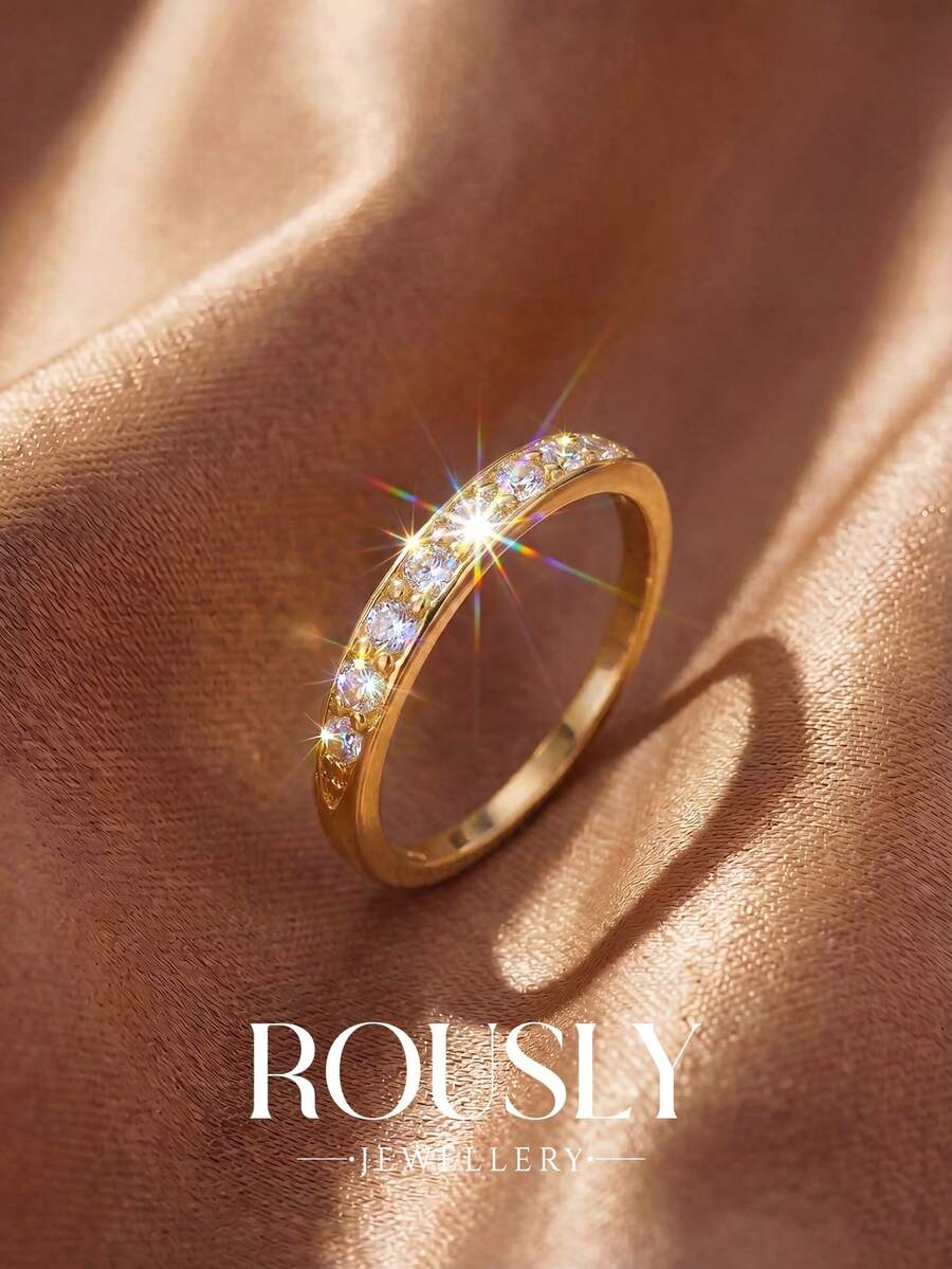 1pc Elegant Rhinestone Ring, Exquisite & Unique, Suitable For Women Attending Parties And Balls, Carefully Crafted Jewelry, Ideal Anniversary Gift For Girlfriend - Plain Ring - View 1