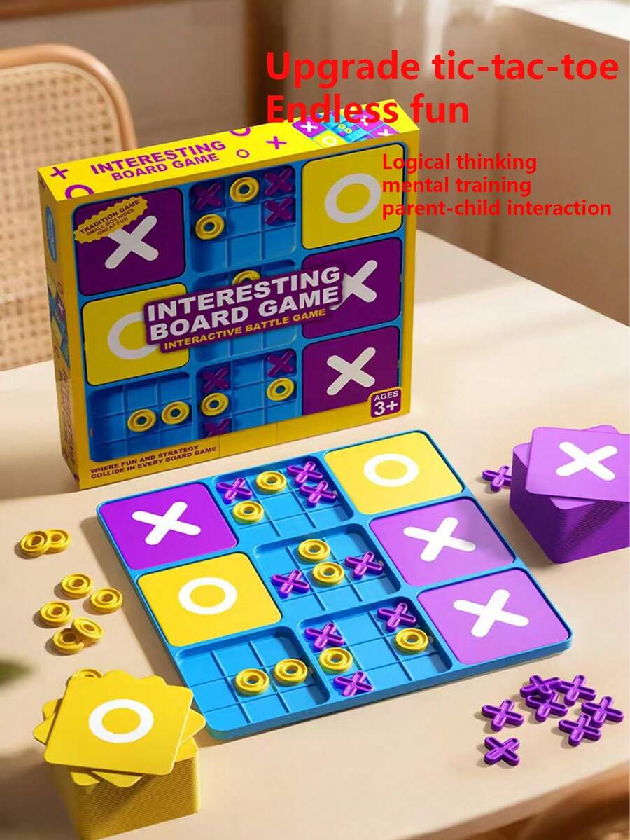 Upgraded Tic Tac Toe Game Set, Children Interactive XO Strategy Educational Toy, Parent-Child Interaction Educational Toy, Perfect For Family Night, Party, Indoor Games, Ideal Birthday Christmas Holiday Gift For Boys And Girls, Portable Competitive Tabletop Toy Set, Board Game, For Holiday Entertainment And Gifting