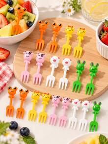 100pcs Animal Fruit Forks, Cake Sticks, Fruit And Vegetable Forks, Dessert Forks, Reusable, Table Decoration, Kitchen Accessories, Perfect For Holiday Parties/Back To School Dinner/Camping Picnic, Christmas, Kitchen Accessories, Wedding, Gift, Tableware Set, Personalized Gift - Multicolor - View 2