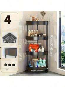 1-Piece Modern Style 3/4/5-Tier Corner Shelf, Foldable, Requires Self-Assembly, Suitable For Bathroom, Kitchen, Cosmetics And Toiletries, Multi-Functional Storage Basket - Multicolor - View 9