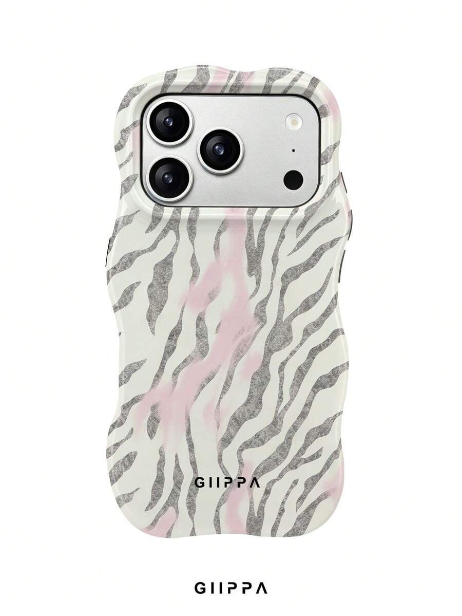 GIIPPA 1pc Distressed Zebra Print Design Phone Case, Compatible With Phone 17 Pro Max, 16 Pro Max, 15 Pro Max, 14 Pro Max, Korean-Style High-End Fashionable And Fun Phone Case, Suitable For 11/12/13/14/15/16 Pro Max Plus, Elegant Design For Men And Women, Perfect Gift For Girlfriend On Christmas, Valentine's Day, Easter, Wedding Season And Birthday! - Multicolor - View 1